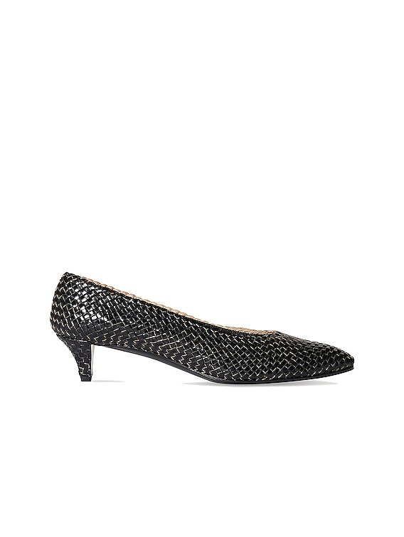 Lady D Woven Leather Kitten Heels