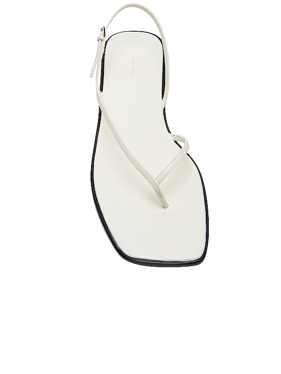 The Row Constance Leather Flat Sandals in Bianco | FWRD