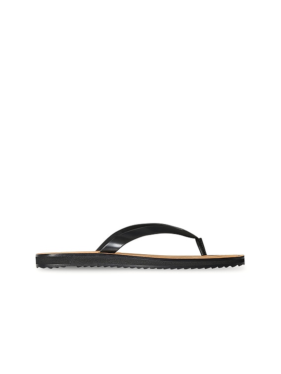 The Row City Flip Flop in Black & Natural | FWRD