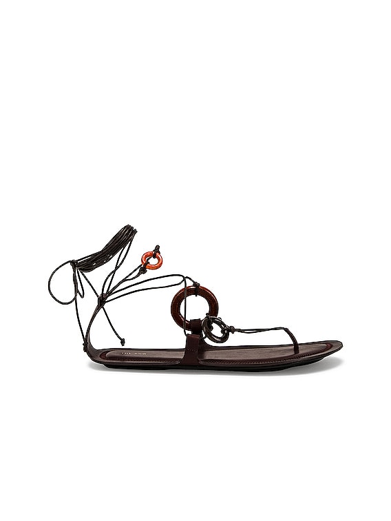 The Row Ring Wood Sandals in Burgundy FWRD