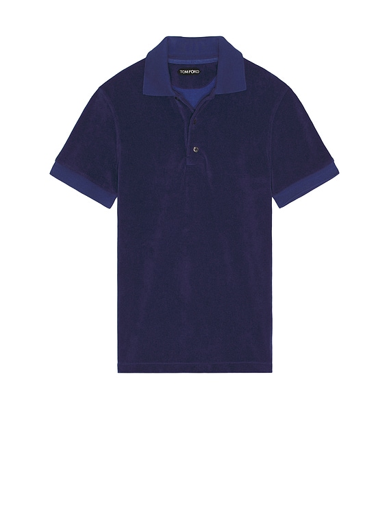 TOM FORD Towelling Short Sleeve Polo in Midnight Blue | FWRD