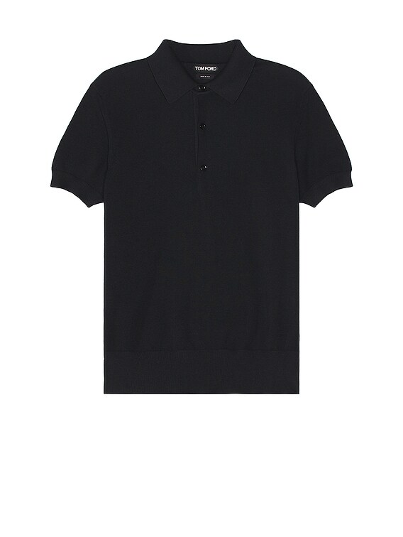 Tシャツ・カットソー TOM FORD Black Piquet Polo Shirt TOM FORD Silk Cotton Piquet Polo Ss Polo in Black | FWRD