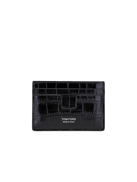 【関税＆送料込み】Tom Ford Black Card Holder With Embossed TOM FORD Cardholder in Black | FWRD
