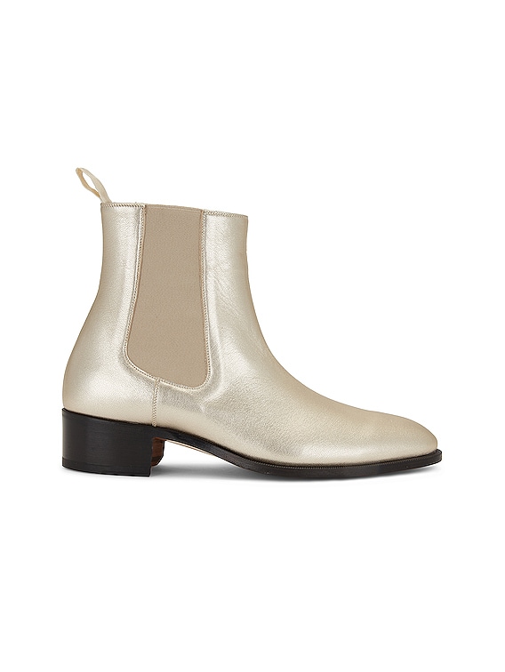 TOM FORD Metallic Leather Ankle Boots in Light Gold | FWRD