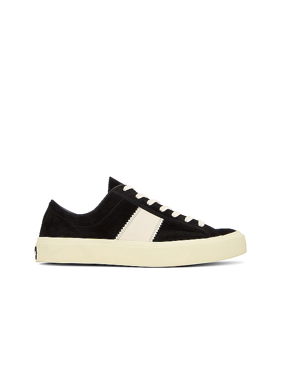 TOM FORD Suede Low Top Sneaker in Black, Beige & Cream | FWRD