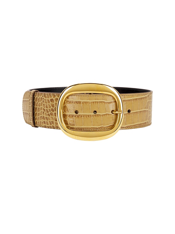 TOM FORD Ursula 50mm Stamped Croc Belt in Safari Beige | FWRD