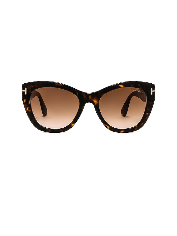 TOM FORD Cara Sunglasses in Shiny Vintage Dark Havana & Gradient Brown |  FWRD