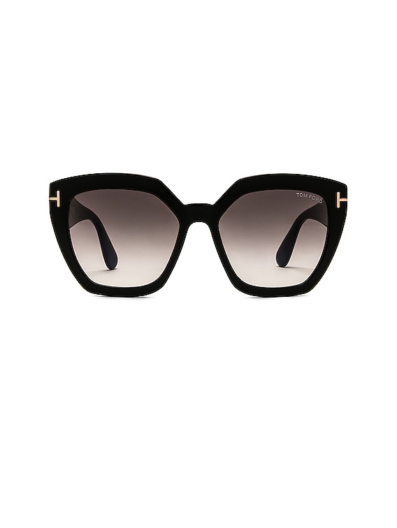 TOM FORD Phoebe Sunglasses in Shiny Black & Gradient Smoke | FWRD