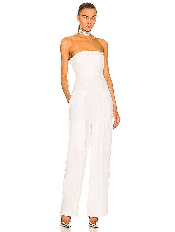 TOM FORD Tailored Strapless Jumpsuit in Chalk