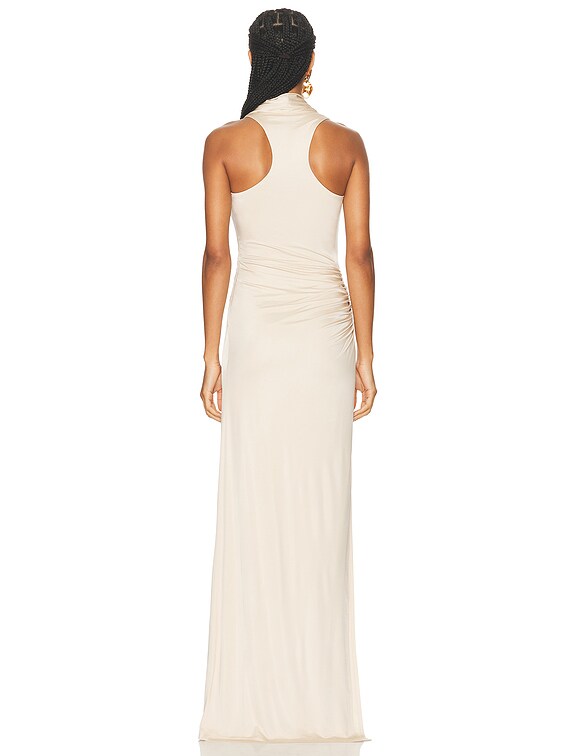 TOM FORD Draped Evening Dress in Oyster | FWRD