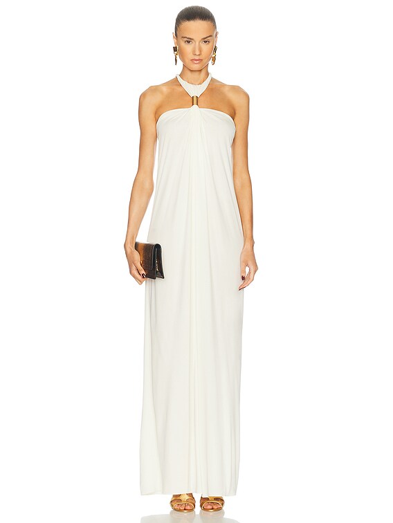 TOM FORD Halterneck Evening Dress in Off White | FWRD