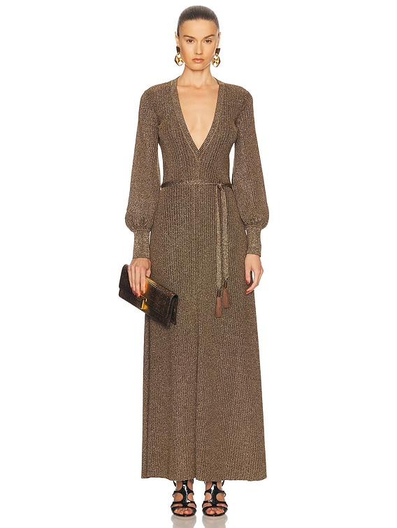 ワンピース [TONFORD] long dress TOM FORD Vanise Long Dress in Combo Gold | FWRD