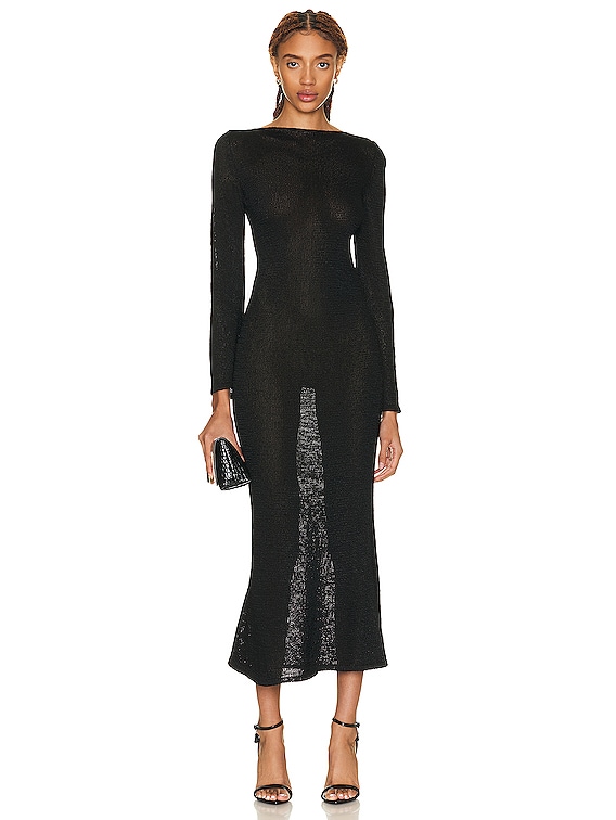 TOM FORD Shiny Long Sleeve Dress in Black | FWRD