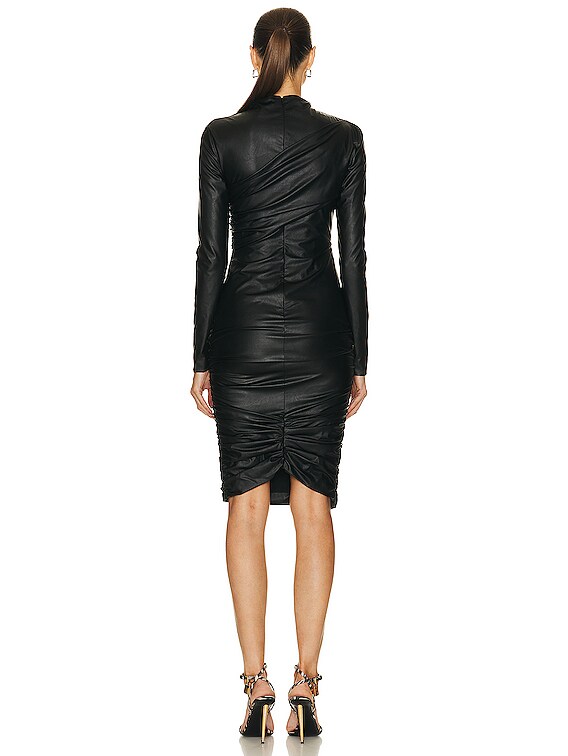 knee length dresses for ladies Ruched leather Dress