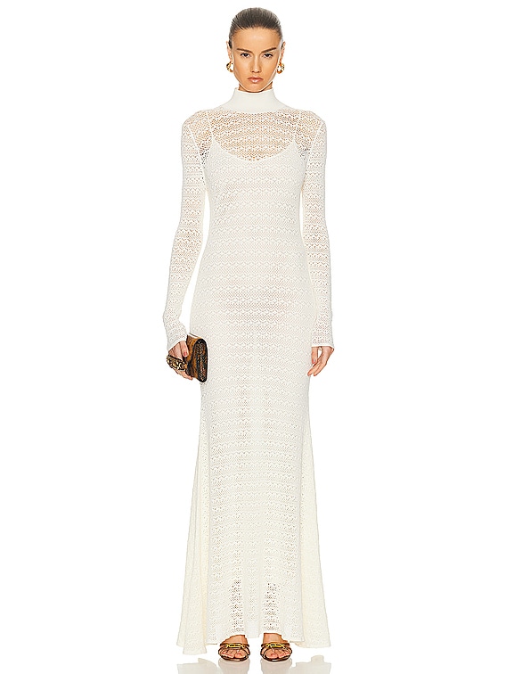 White lace turtleneck hot sale dress