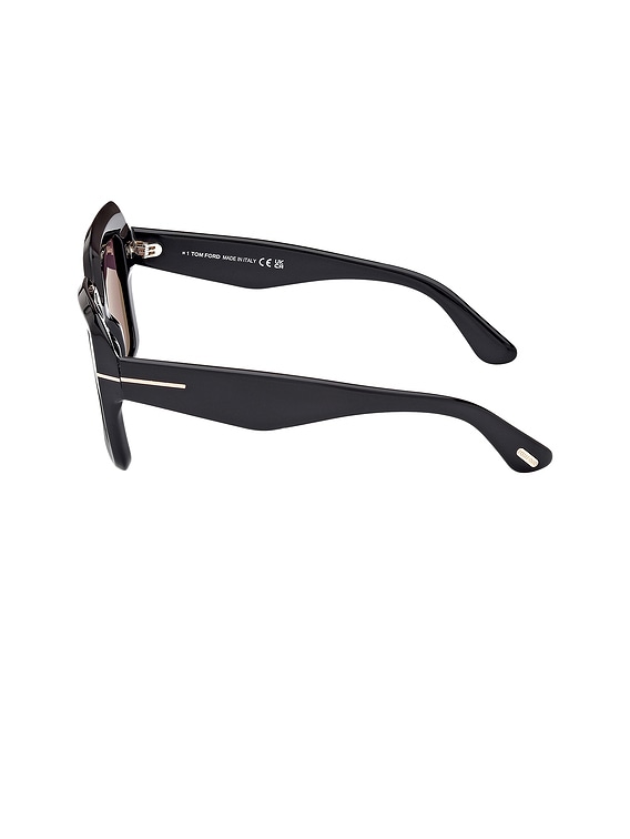 TOM FORD Esme Sunglasses in Shiny Black & Smoke | FWRD
