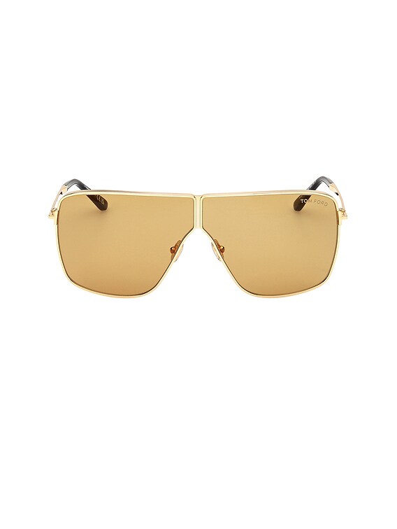 TOM FORD Huxley Sunglasses in Shiny Deep Gold & Amber | FWRD