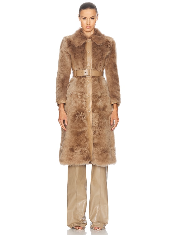 TOM FORD Shearling & Goat Leather Coat in Honey Beige | FWRD