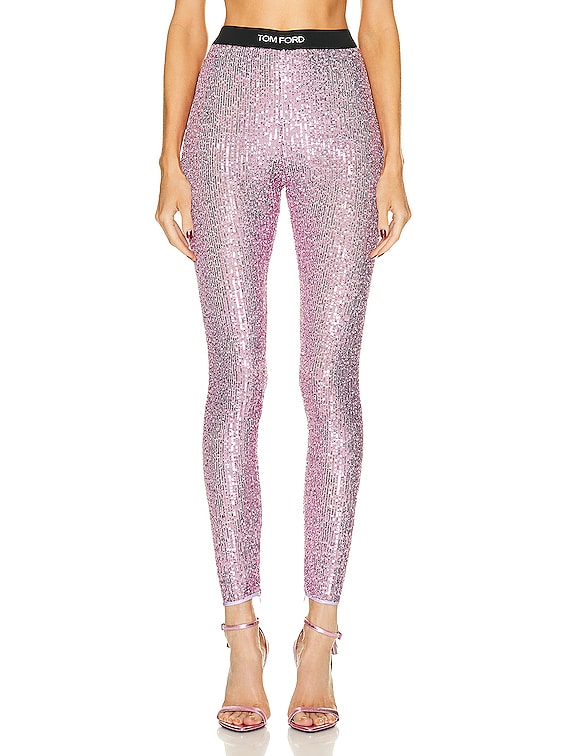 Purple Embroidered Leggings by TOM FORD on Sale