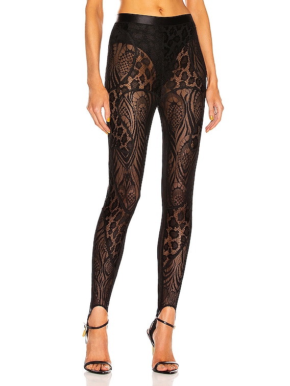 TOM FORD Leopard Chantilly Stirrup Pant in Black