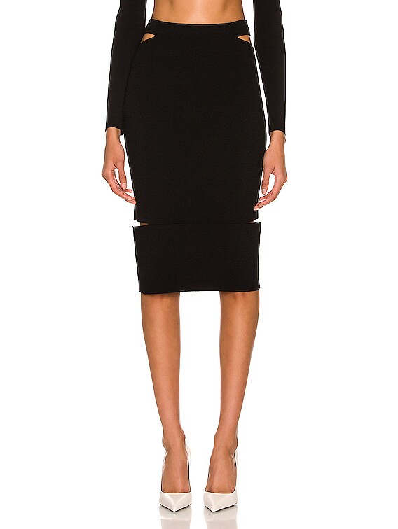 TOM FORD Cut Out Midi Skirt in Black | FWRD