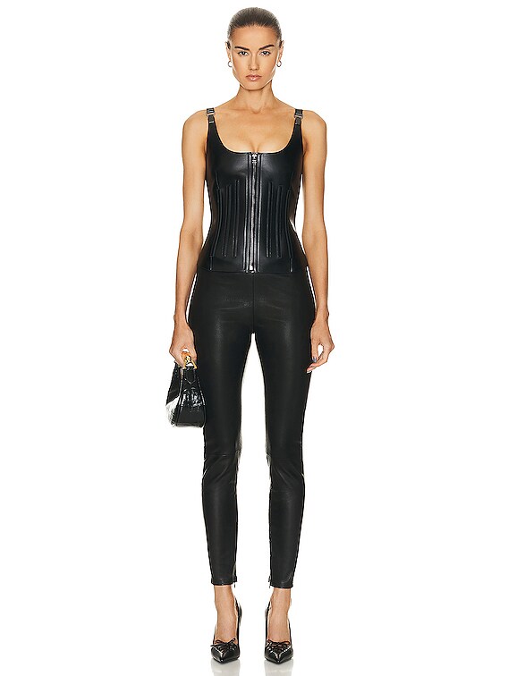 TOM FORD Leather Zipped Corset Top in Black | FWRD