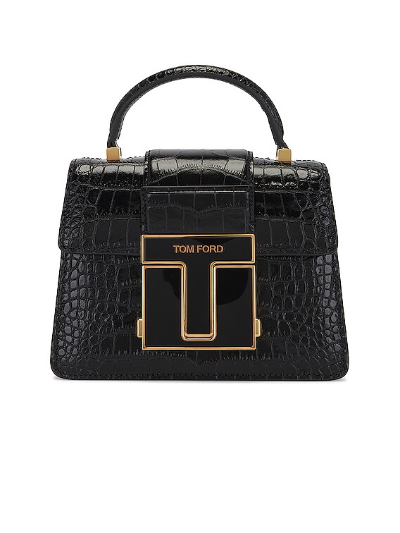 Tom Ford Mini Shoulder Bag In Croc-embossed Leather in Pink