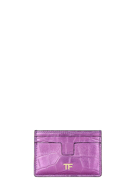 TOM FORD Metallic Stamped Croc Classic TF Card Holder in