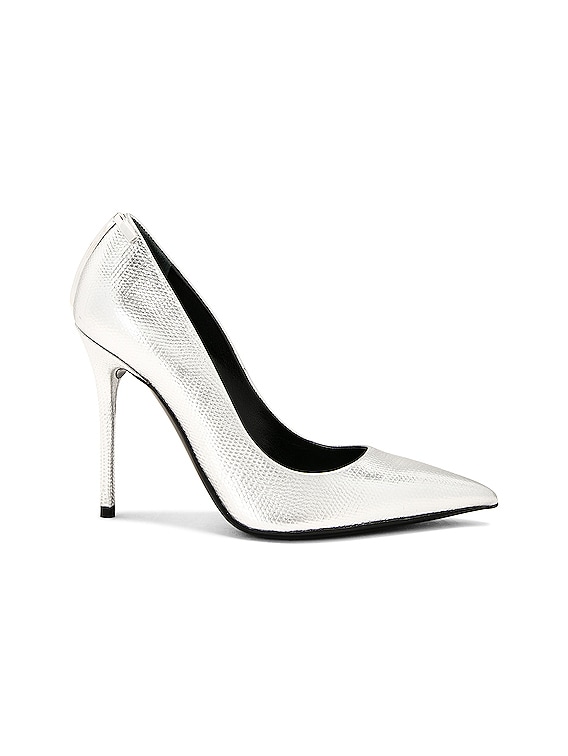 TOM FORD Printed Lizard Iconic T Pump in Silver | FWRD