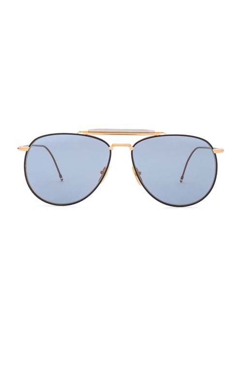 Thom Browne TB-015 LTD in Yellow Gold & Matte Navy | FWRD