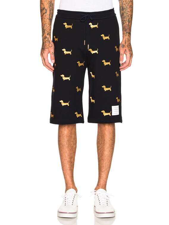 Thom Browne Hector Embroidered Classic Sweat Shorts in Navy