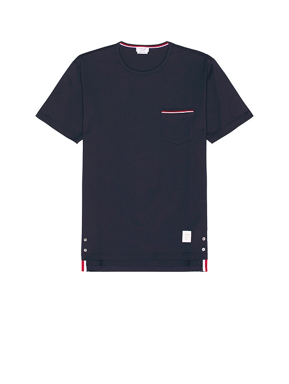 Thom Browne Jersey Cotton Short Sleeve Pocket Tee in Navy | FWRD