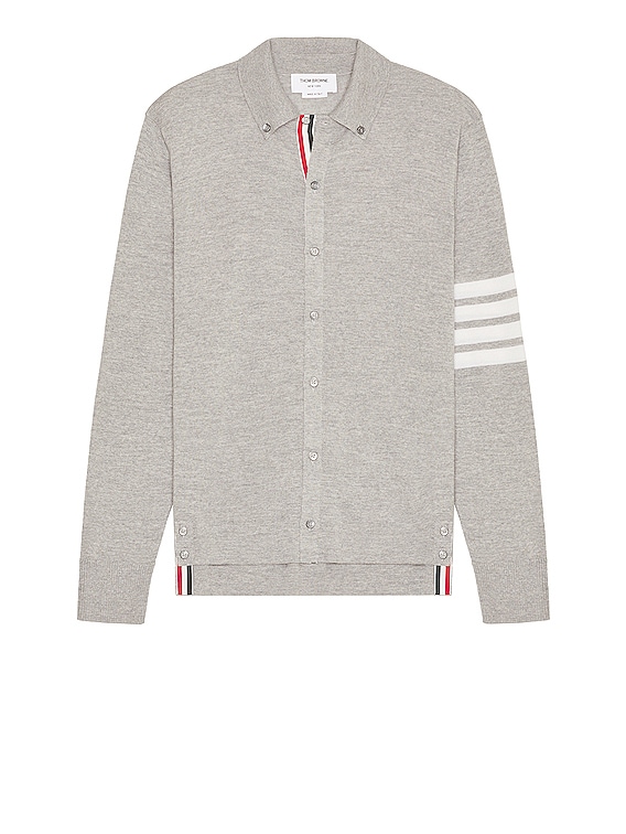 Tシャツ・カットソー THOM BROWNE Light grey flannel shirt (MWL272A05245 035) Flannel 4 Bar Shirt | Thom Browne