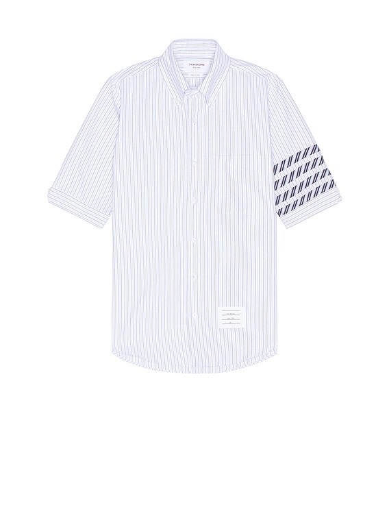 Thom Browne 4 Bar Straight Fit Short Sleeve Shirt in Light