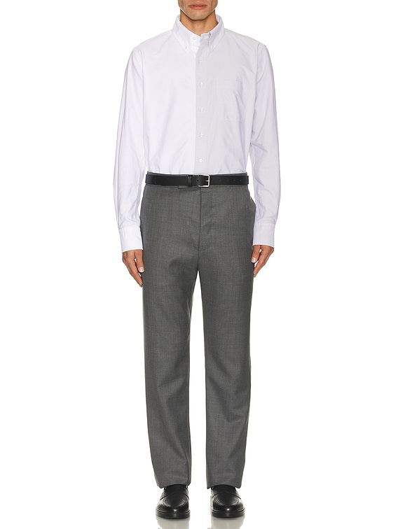 Thom Browne Straight Fit Long Sleeve Shirt in Med Grey | FWRD