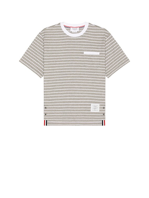 【THOM BROWNE】Pocket medium weight short sleeve T-shirt Thom Browne Short Sleeve Pocket Tee in Medium Grey | FWRD