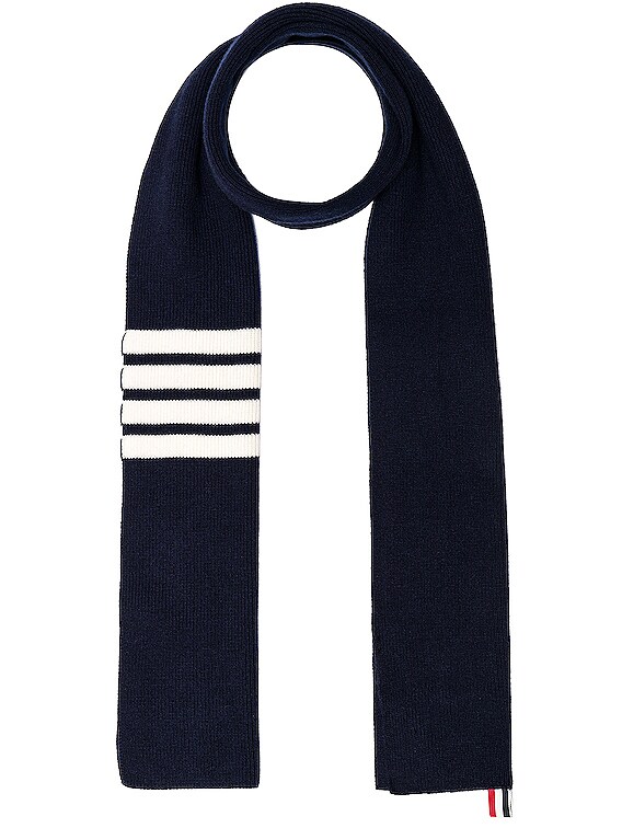 【THOM BROWNE】送料/関税込 TARTAN SCARF Thom Browne Full Needle Rib Cashmere Scarf Light Grey at