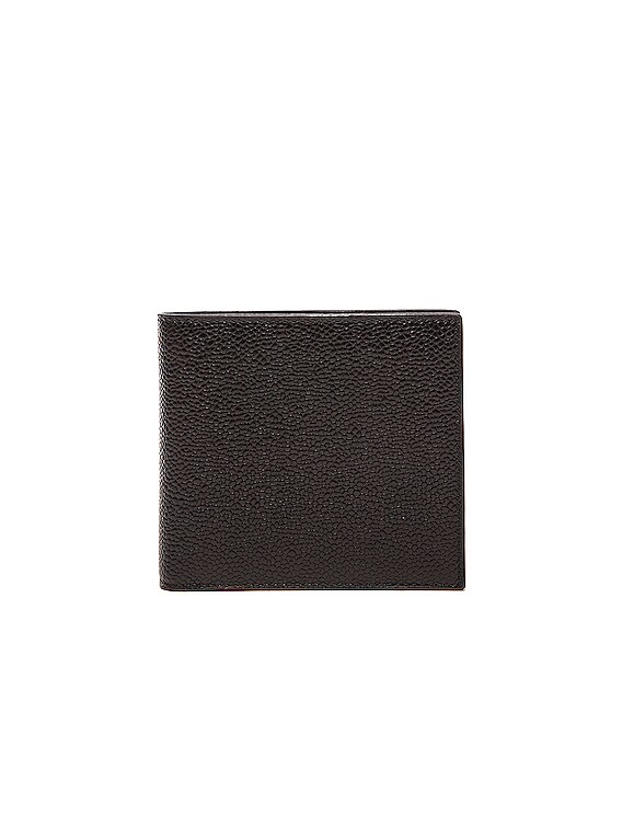 折りたたみ財布 THOM BROWNE BILLFOLD IN PEBBLE GRAIN LEATHER Thom Browne Pebble Grain Billfold in Black | FWRD