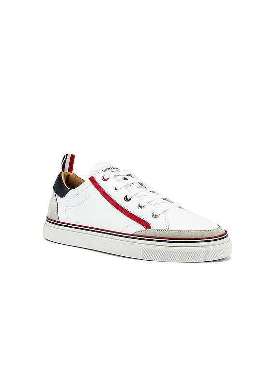 スニーカー THOM BROWNE LEATHER SNEAKER WITH LOGO THOM BROWNE | Leather Low Top Sneakers | Men | Lane Crawford