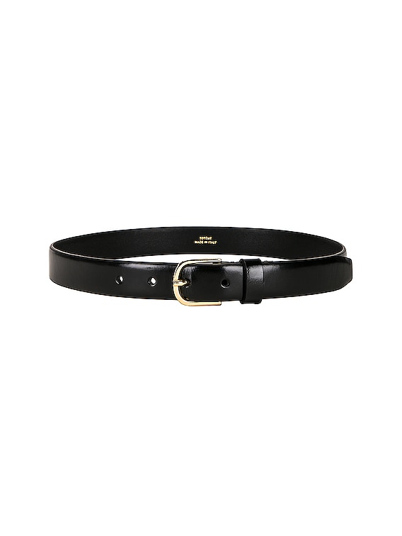 Slim trouser leather belt black grain – Totême