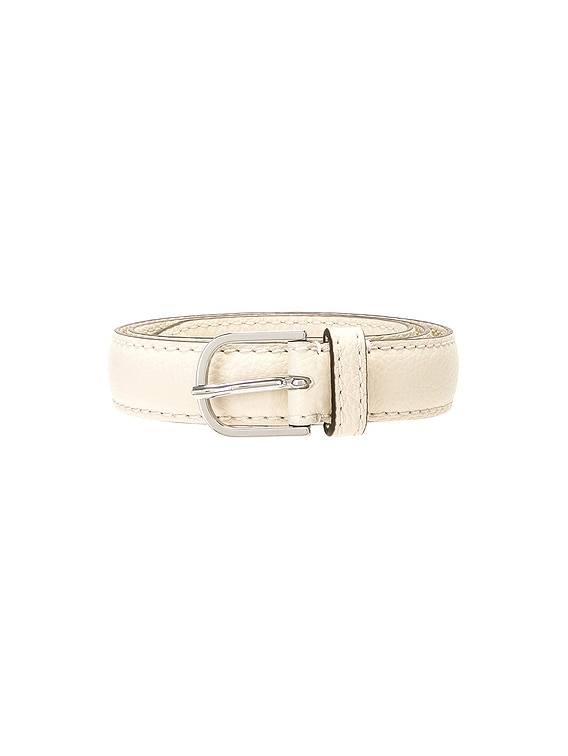 Toteme Slim Trouser Leather Belt in Milk Grain | FWRD