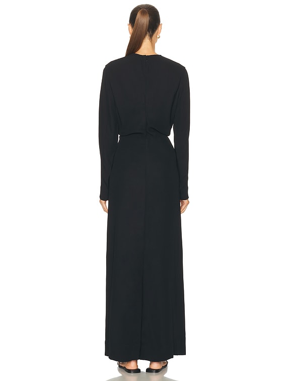 Toteme Long Sleeve Slouch Waist Dress in Black | FWRD Toteme Long Sleeve Slouch Waist Dress in Black | FWRD