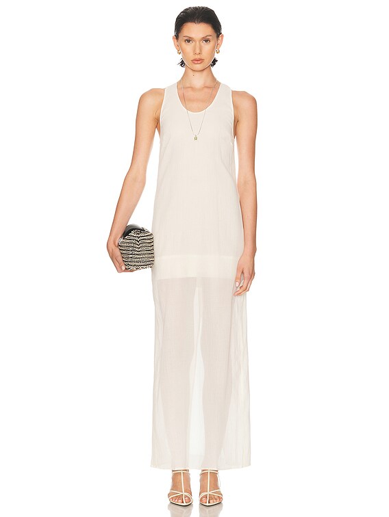 パーティードレス Toteme Crinkled cotton blend scoop long dress Toteme Crinkled Scoop Dress in Ecru | FWRD