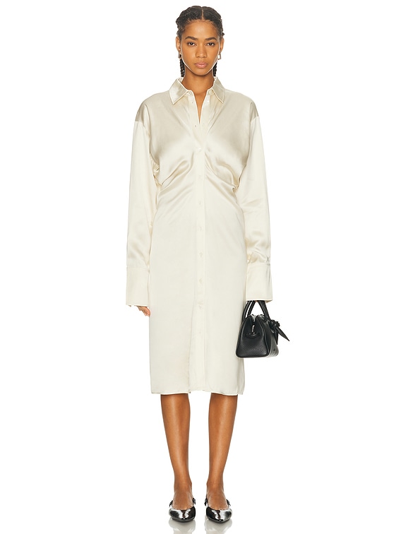 Toteme Slouch Shirtdress in Snow | FWRD