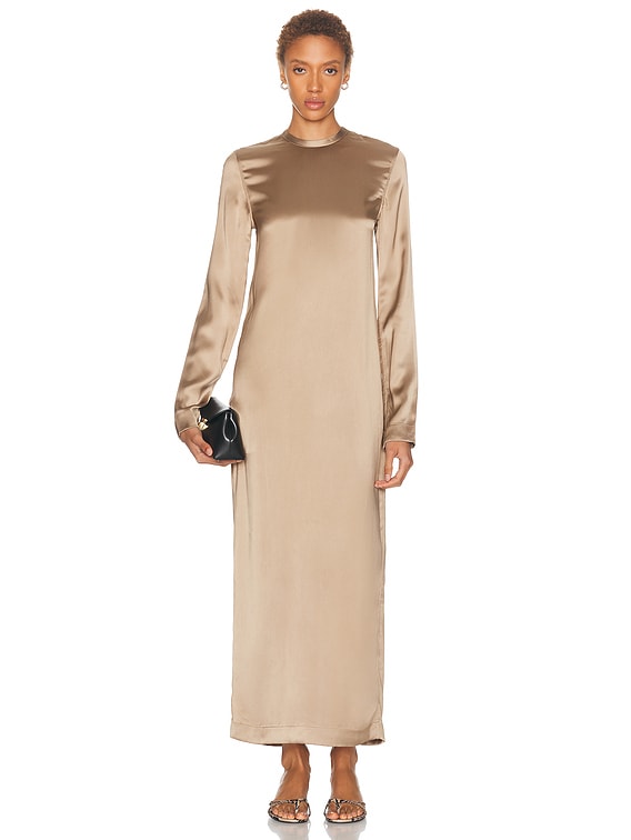 latte satin dress Toteme Long Satin Dress in Latte