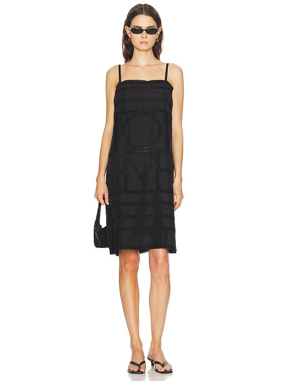 Toteme Monogram Silk Dress in Black | FWRD