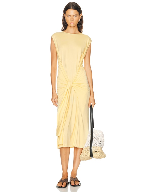 tie waist jersey dress TOTEME Black Tie-waist Jersey Midi Dress
