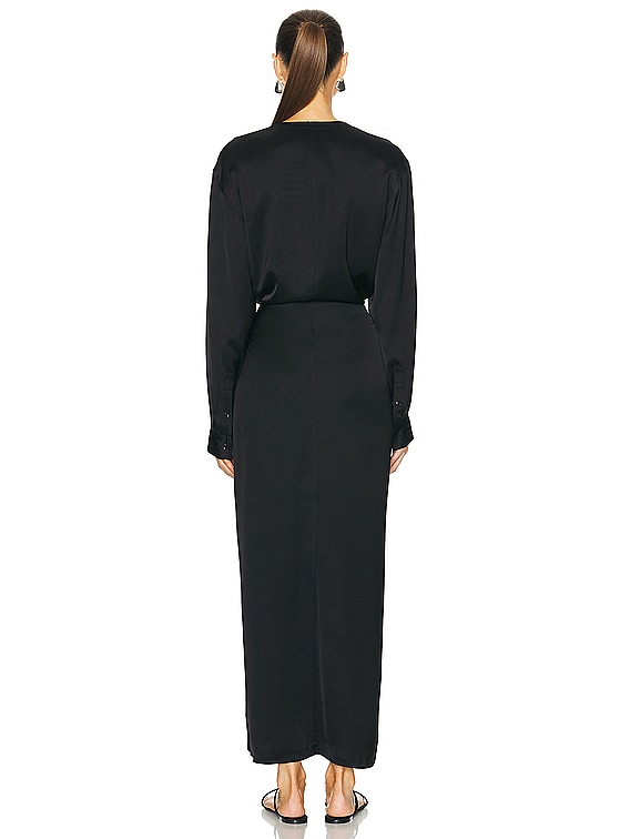 Toteme Satin Knot Dress in Black | FWRD