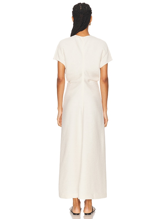 ワンピース TOTEME Woman Dress Beige 253WRD0235FB0266 116 Totême - Beige Twist-Strap Crinkled Silk Dress | Mitchell Stores