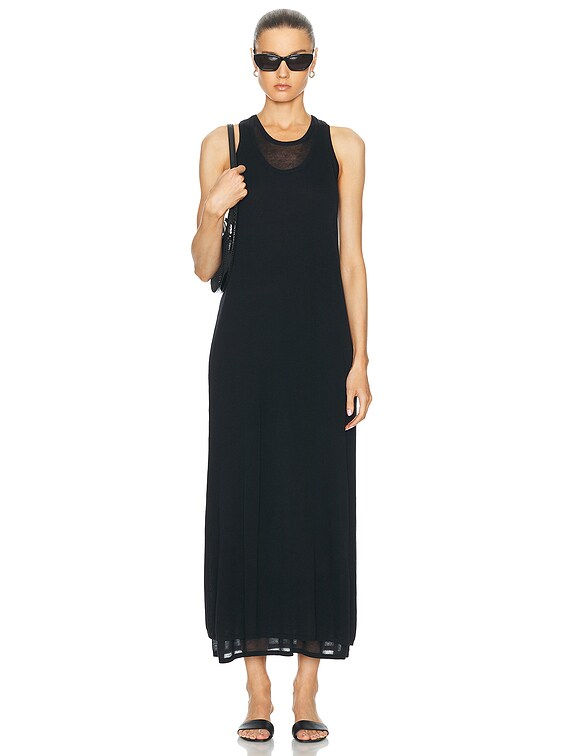 toteme layered knit tank dress in Black streetwear outfit